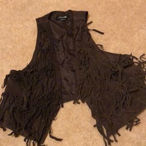 Brown Fringe Unisex Vest